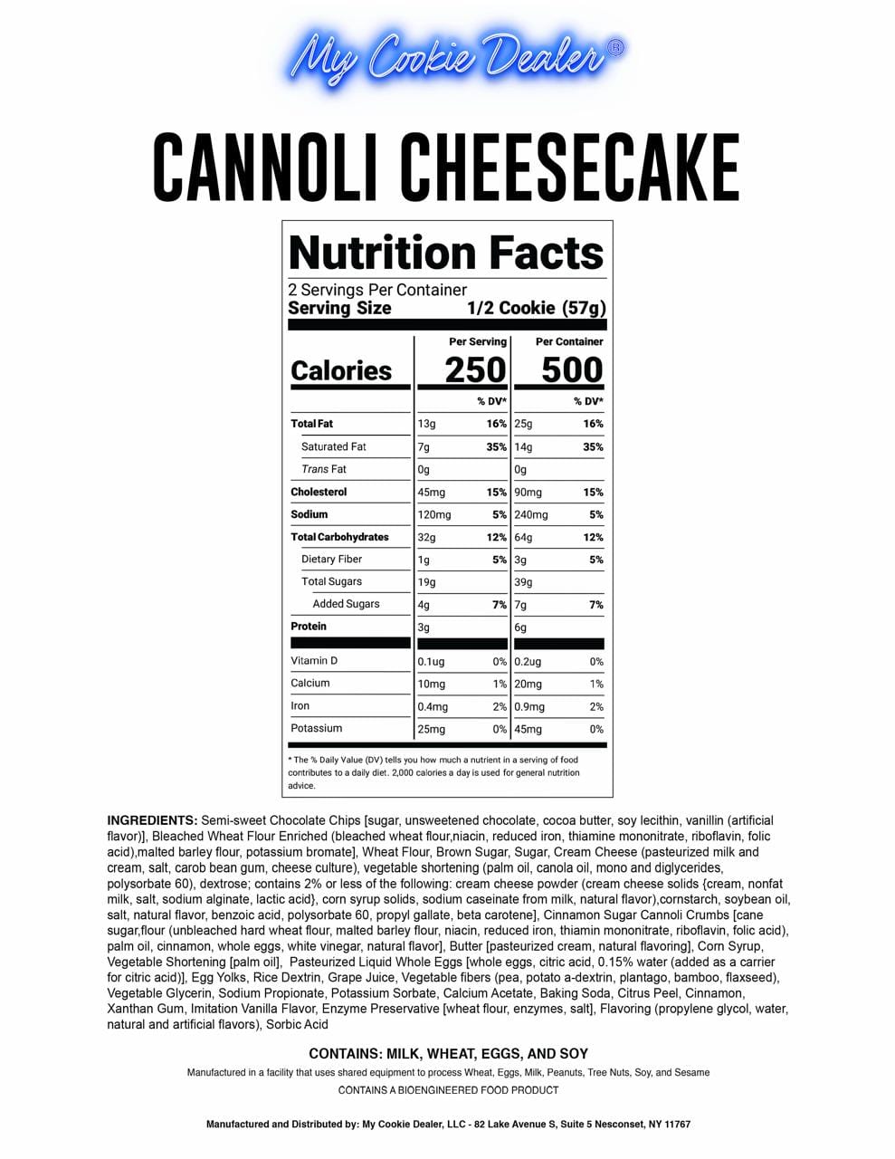 Cannoli Cheesecake 4oz Cookie