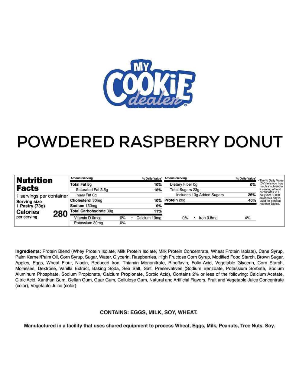 Powdered Raspberry Donut Protein Pastry 2.6oz